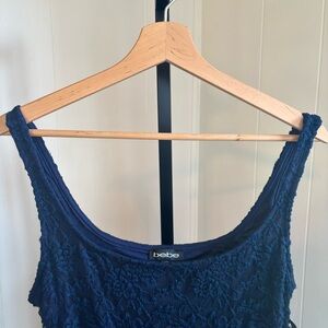 Bebe Navy Blue Lace Bodycon Maxi Dress Women S Sleeveless Floral Cocktail NWT
